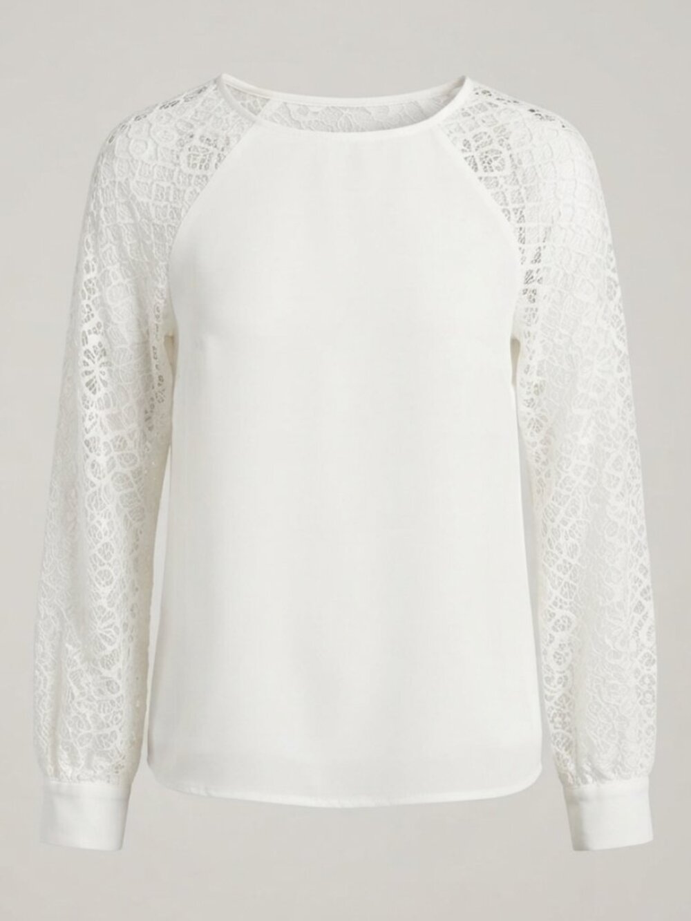 ANN TAYLOR LOFT White Lace Long Sleeve Blouse Size M